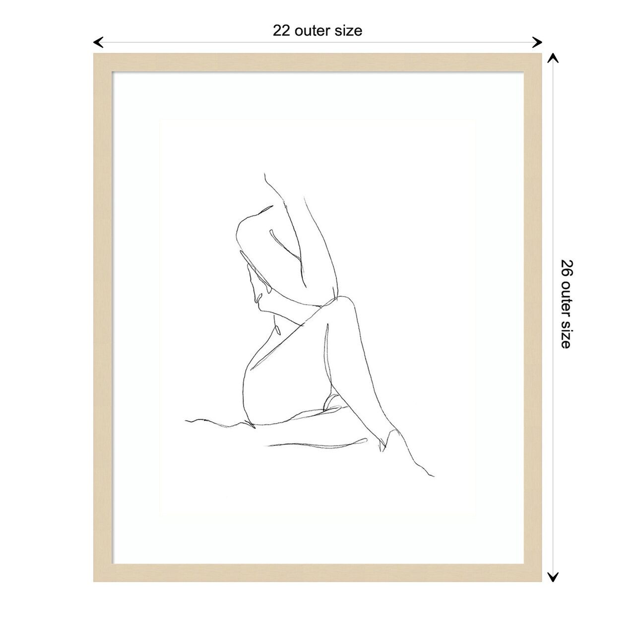 Nude Contour Sketch I by Ethan Harper Wood Framed Wall Art Print